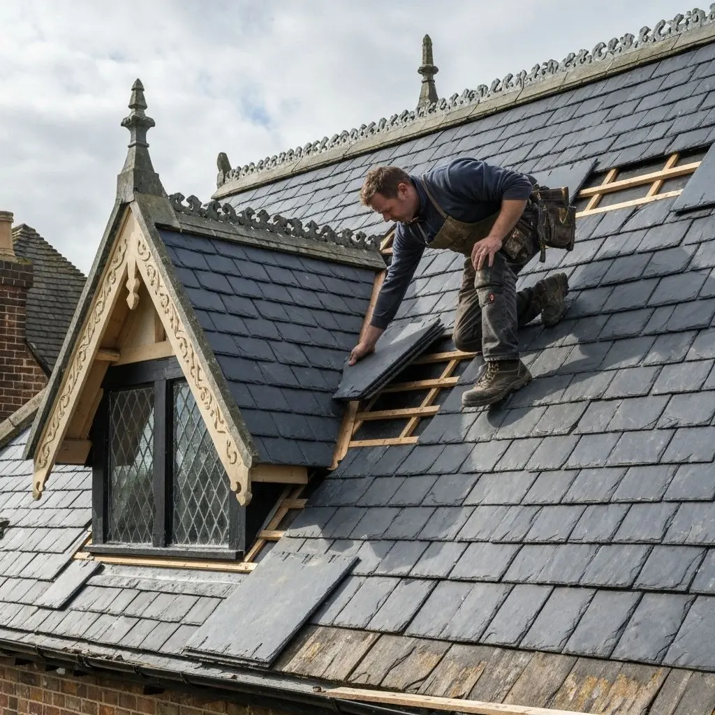 Slate roof installation